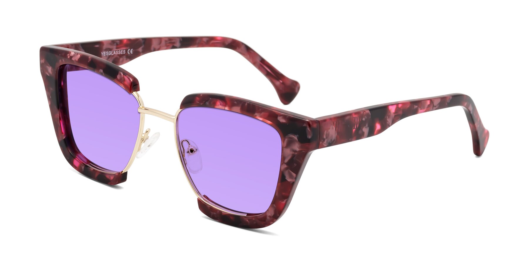 Angle of Yews in Wineberry Tortoise-Gold with Medium Purple Tinted Lenses