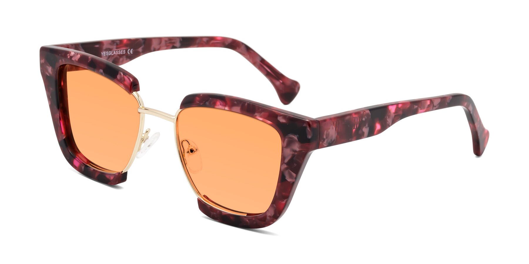 Angle of Yews in Wineberry Tortoise-Gold with Medium Orange Tinted Lenses