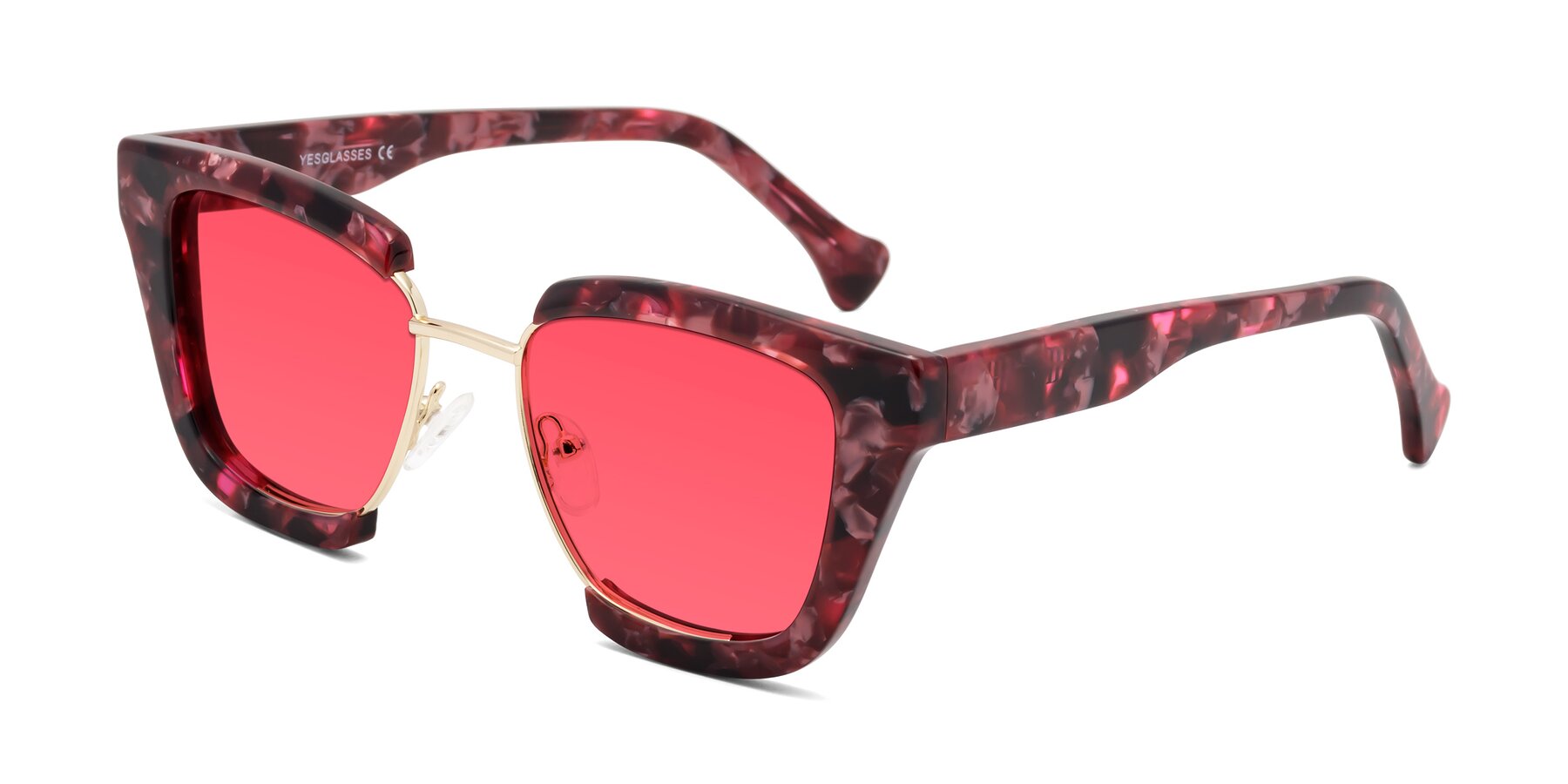 Angle of Yews in Wineberry Tortoise-Gold with Red Tinted Lenses