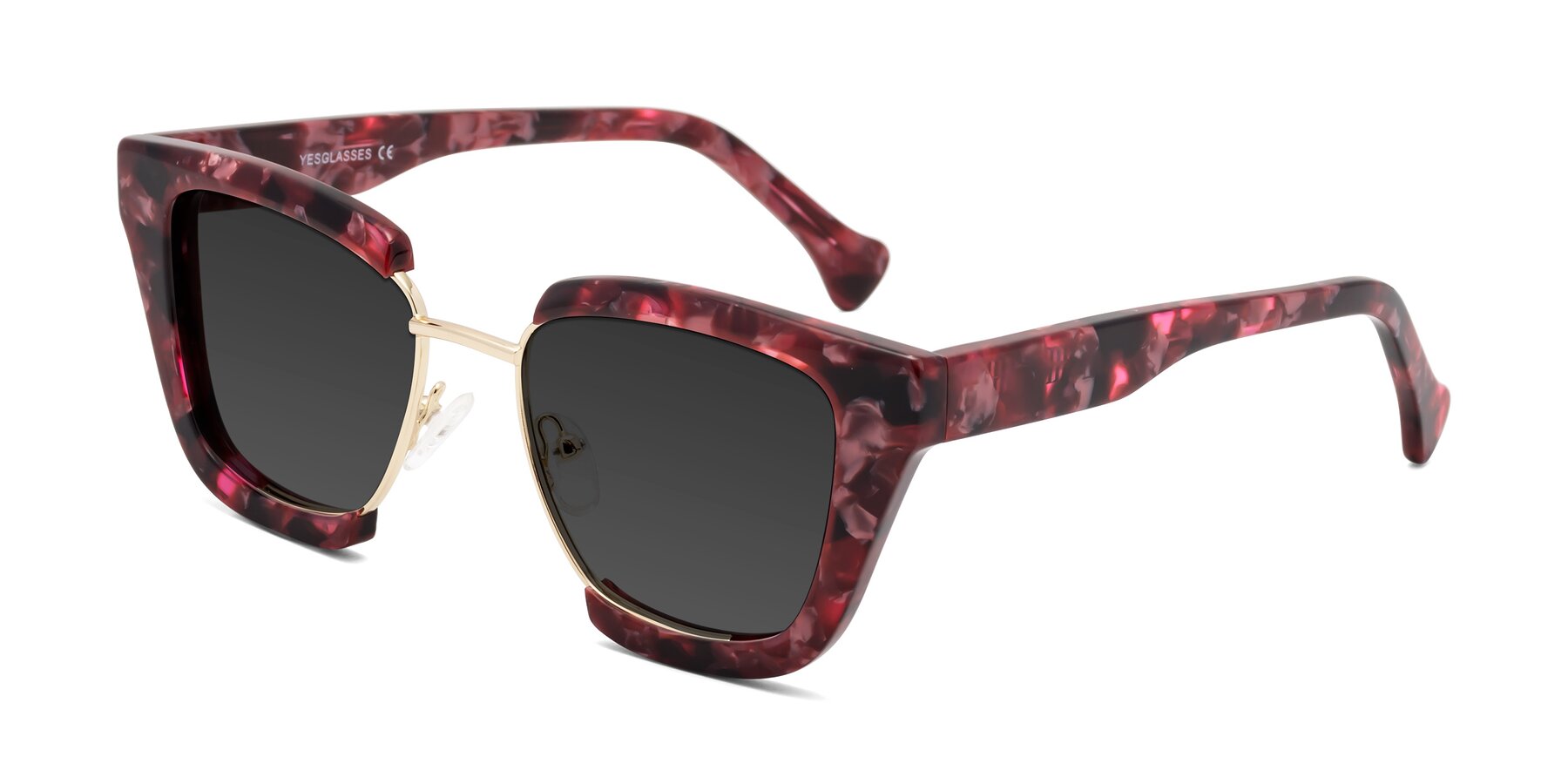 Angle of Yews in Wineberry Tortoise-Gold with Gray Tinted Lenses