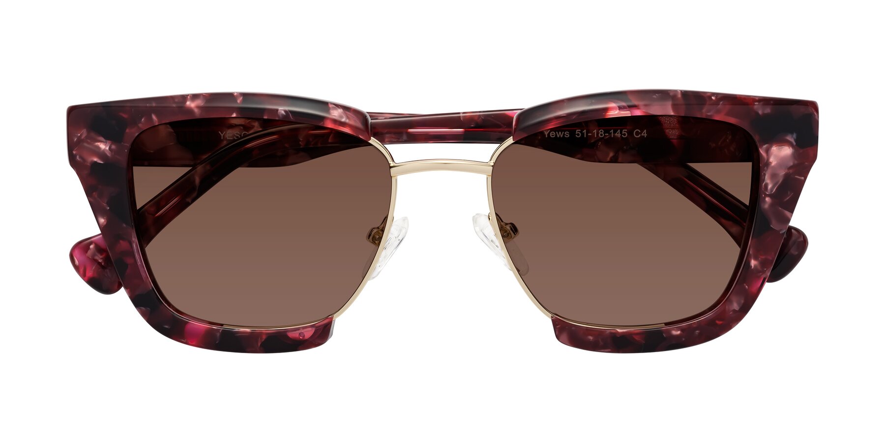 Folded Front of Yews in Wineberry Tortoise-Gold with Brown Tinted Lenses