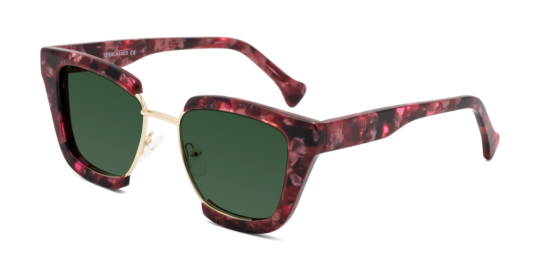 Angle of Yews in Wineberry Tortoise-Gold with Green Tinted Lenses