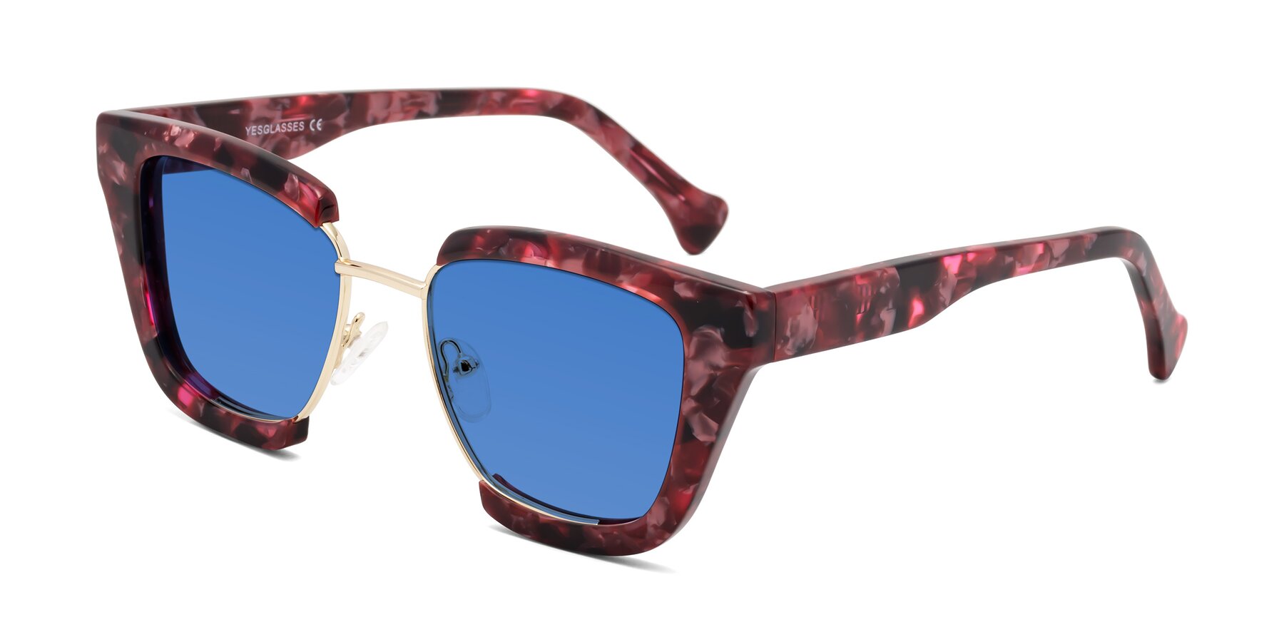 Angle of Yews in Wineberry Tortoise-Gold with Blue Tinted Lenses