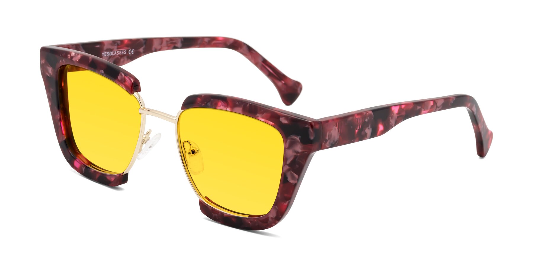 Angle of Yews in Wineberry Tortoise-Gold with Yellow Tinted Lenses