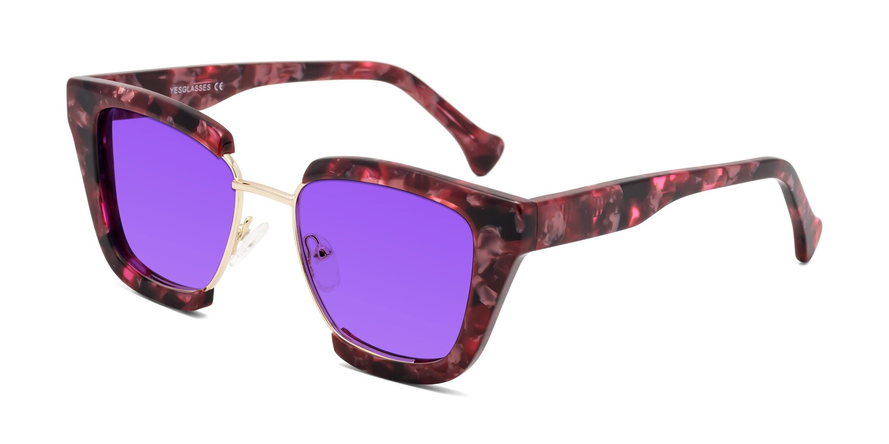 Angle of Yews in Wineberry Tortoise-Gold with Purple Tinted Lenses