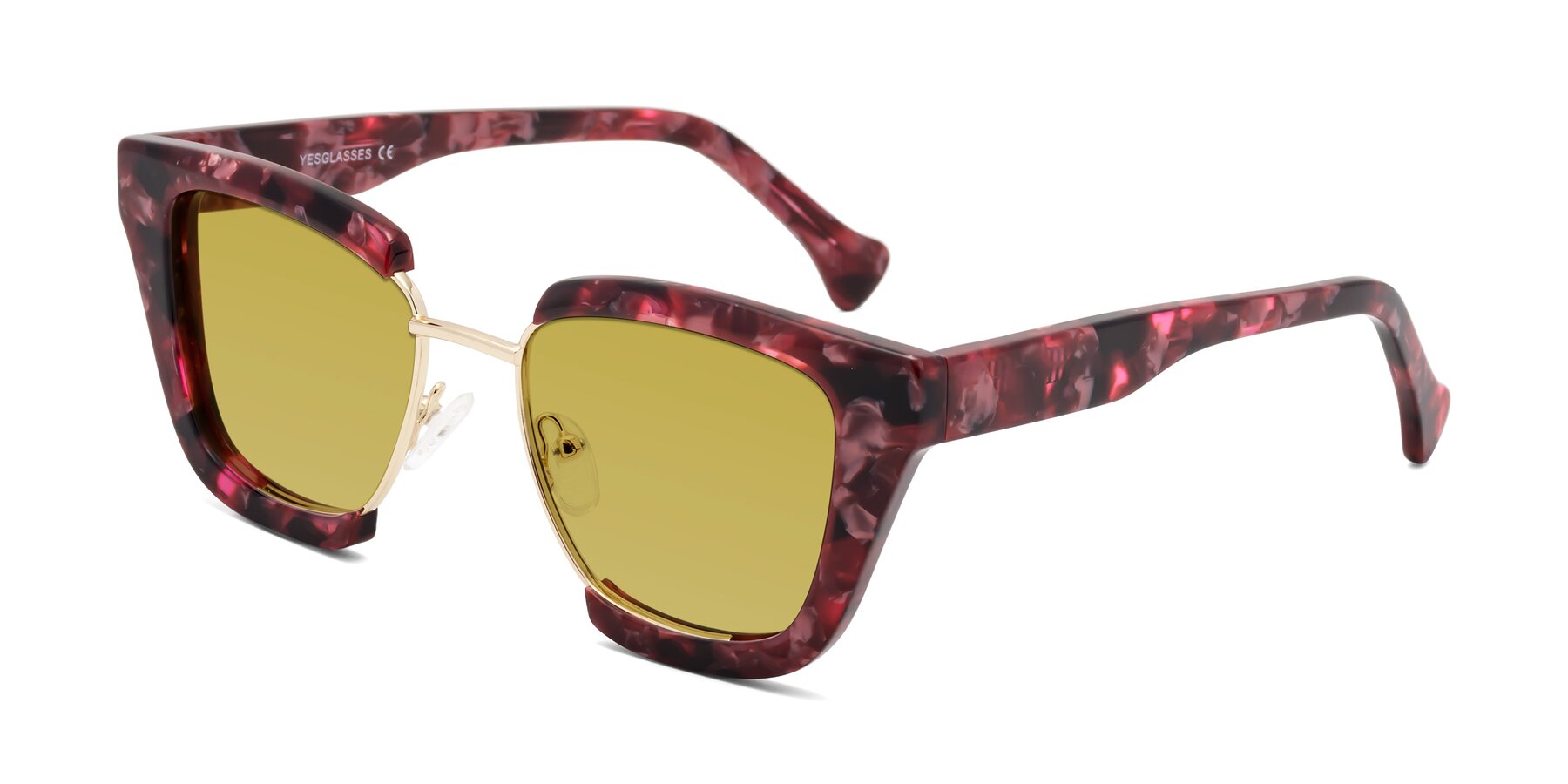 Angle of Yews in Wineberry Tortoise-Gold with Champagne Tinted Lenses