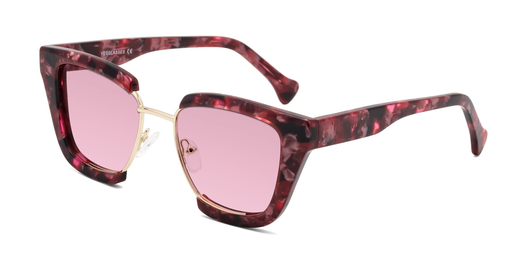 Angle of Yews in Wineberry Tortoise-Gold with Light Wine Tinted Lenses