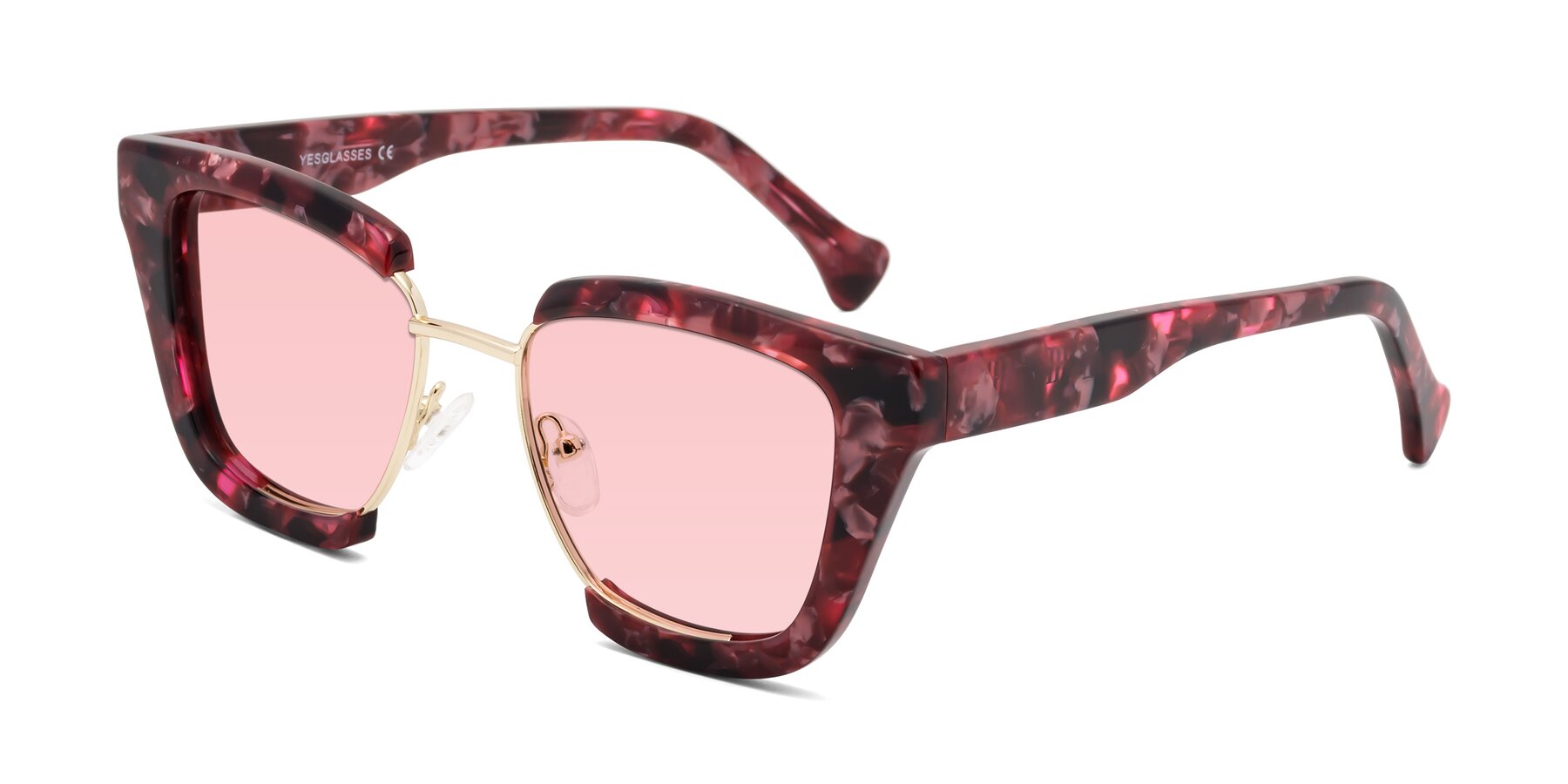 Angle of Yews in Wineberry Tortoise-Gold with Light Garnet Tinted Lenses