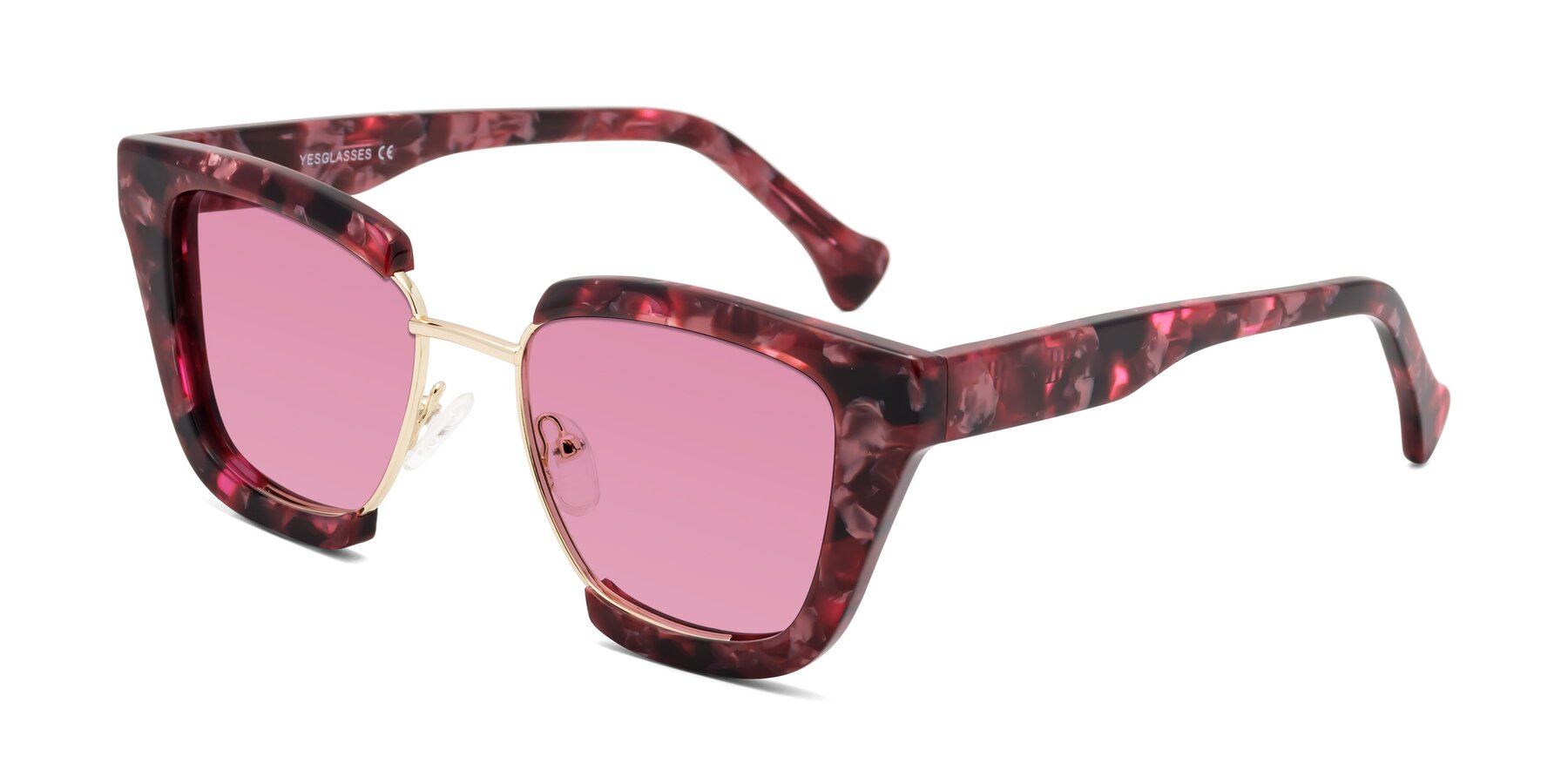 Angle of Yews in Wineberry Tortoise-Gold with Medium Wine Tinted Lenses