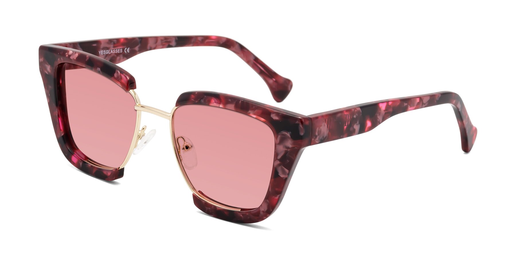 Angle of Yews in Wineberry Tortoise-Gold with Medium Garnet Tinted Lenses