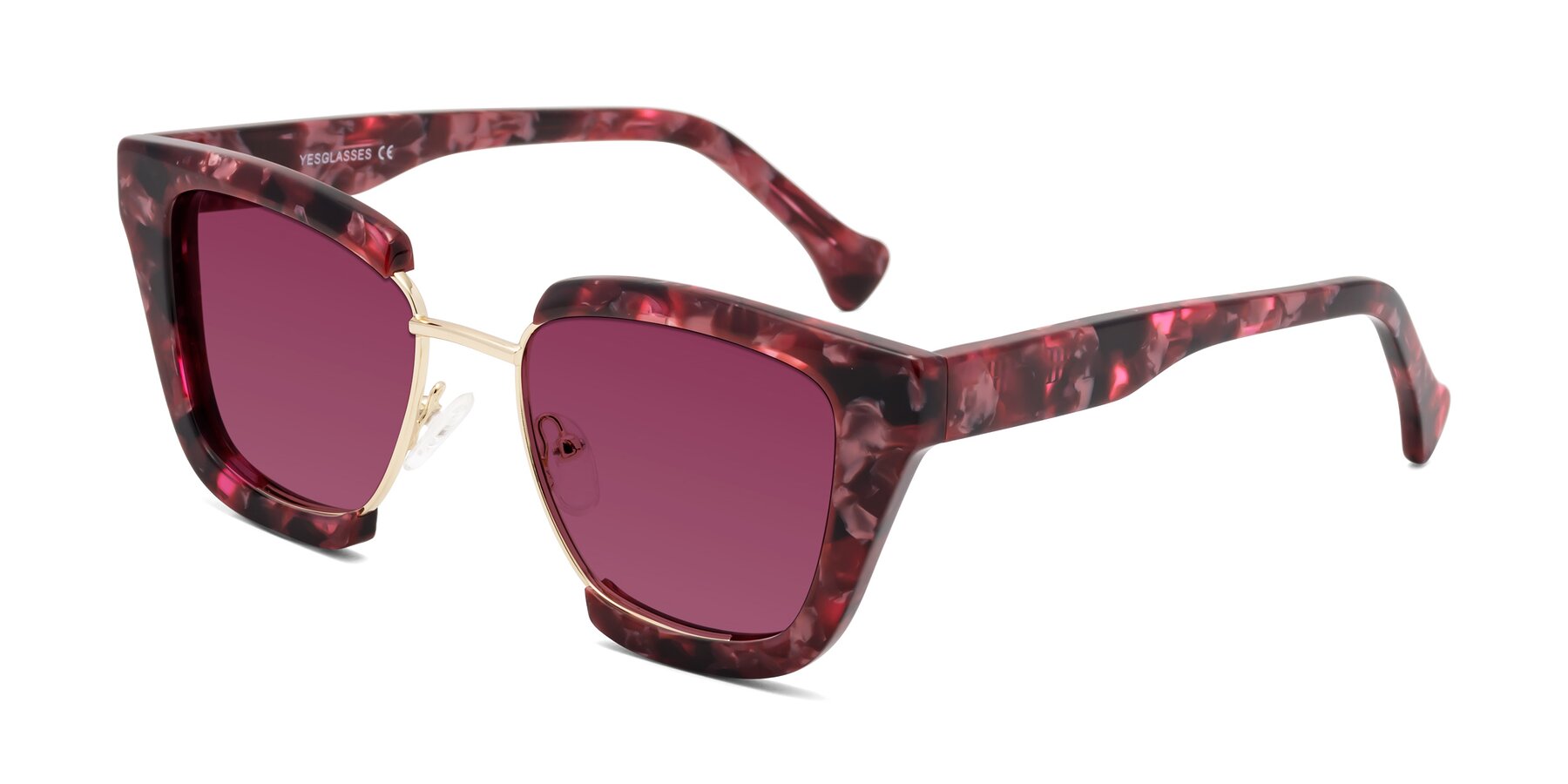 Angle of Yews in Wineberry Tortoise-Gold with Wine Tinted Lenses