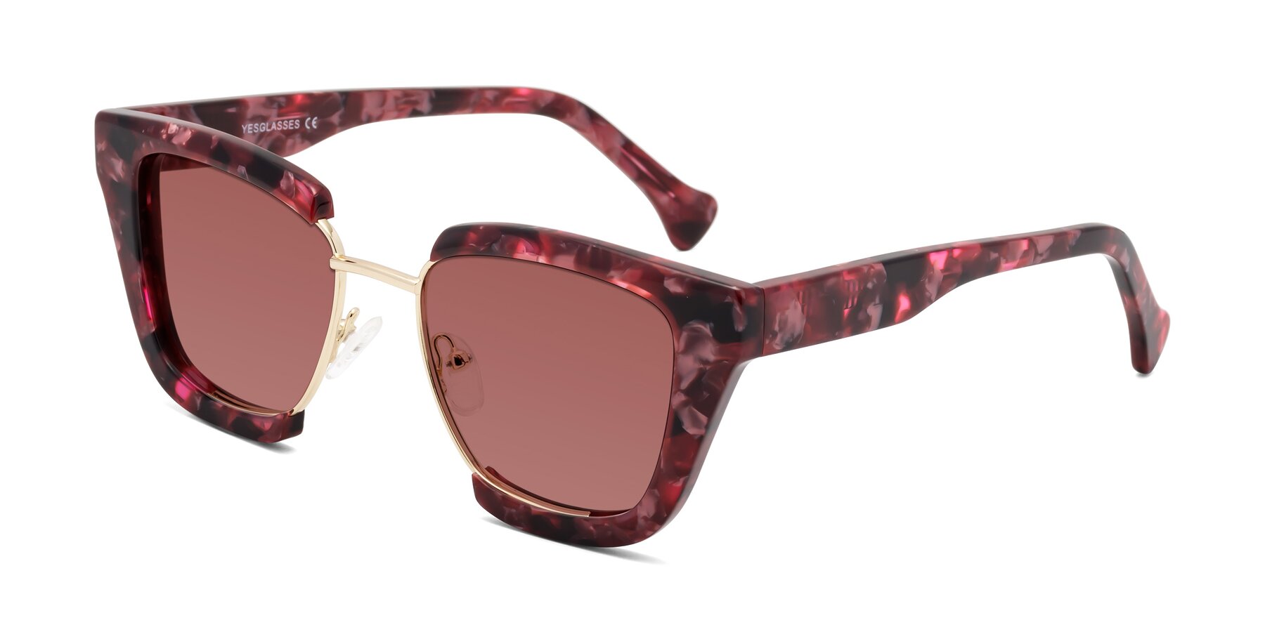 Angle of Yews in Wineberry Tortoise-Gold with Garnet Tinted Lenses