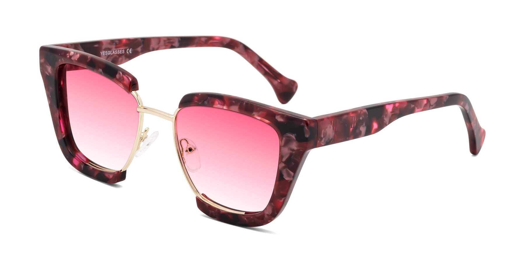 Angle of Yews in Wineberry Tortoise-Gold with Pink Gradient Lenses