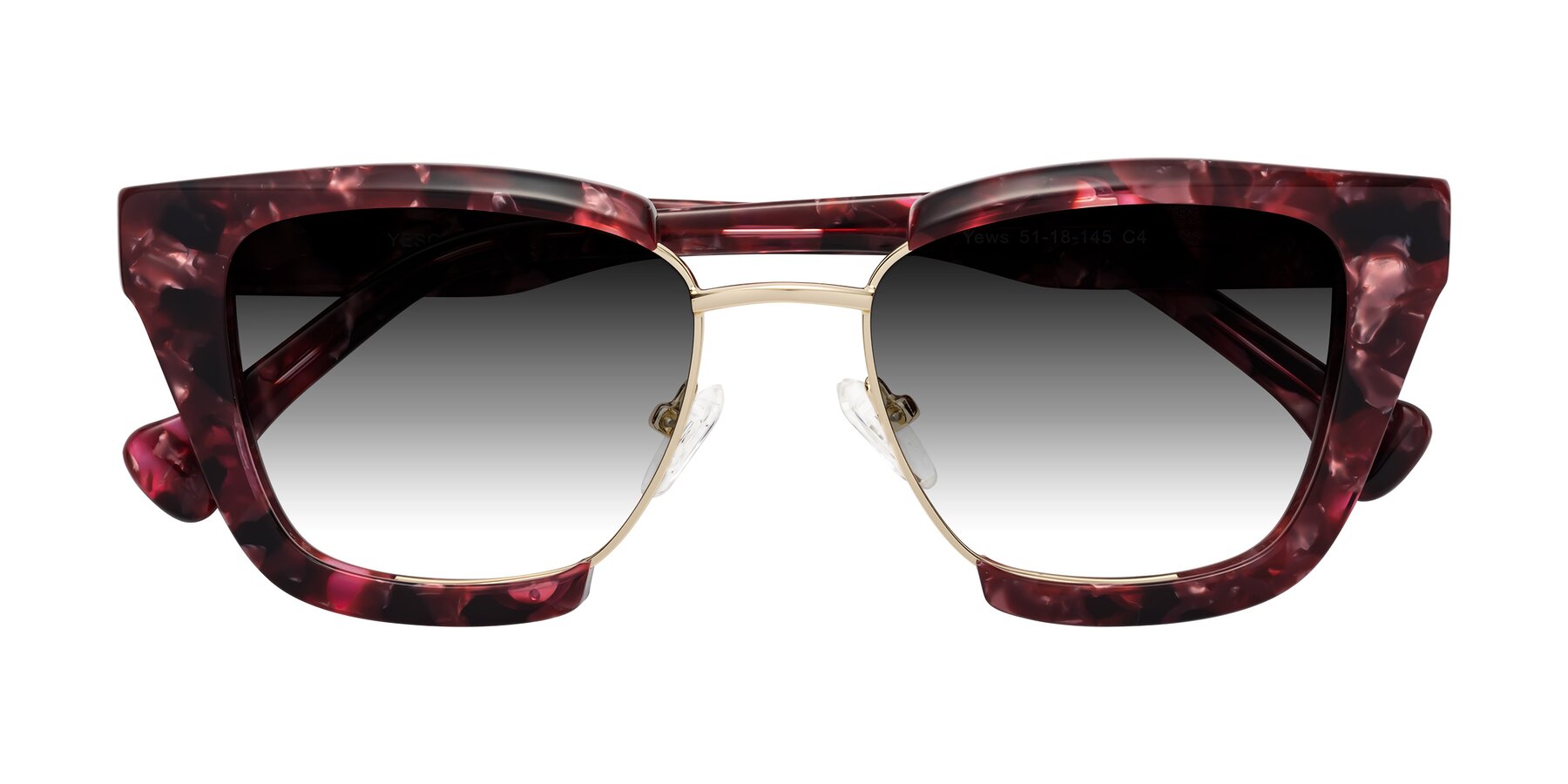 Folded Front of Yews in Wineberry Tortoise-Gold with Gray Gradient Lenses