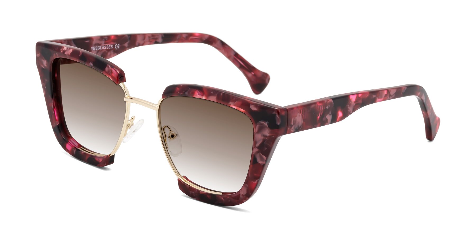 Angle of Yews in Wineberry Tortoise-Gold with Brown Gradient Lenses