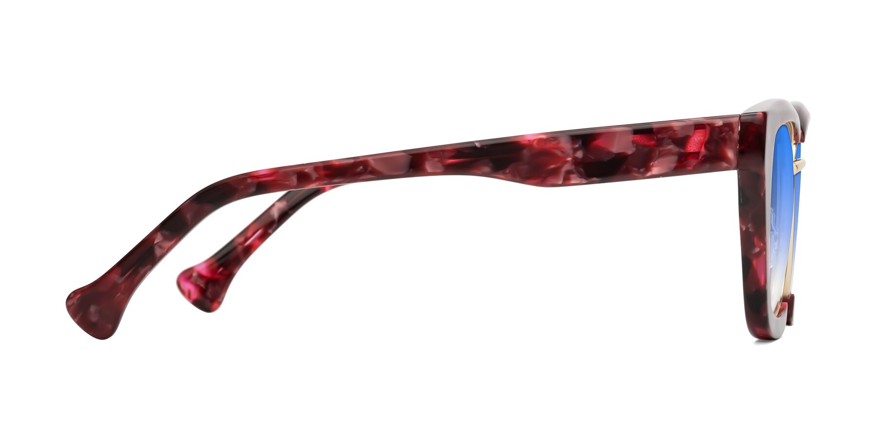 Side of Yews in Wineberry Tortoise-Gold with Blue Gradient Lenses