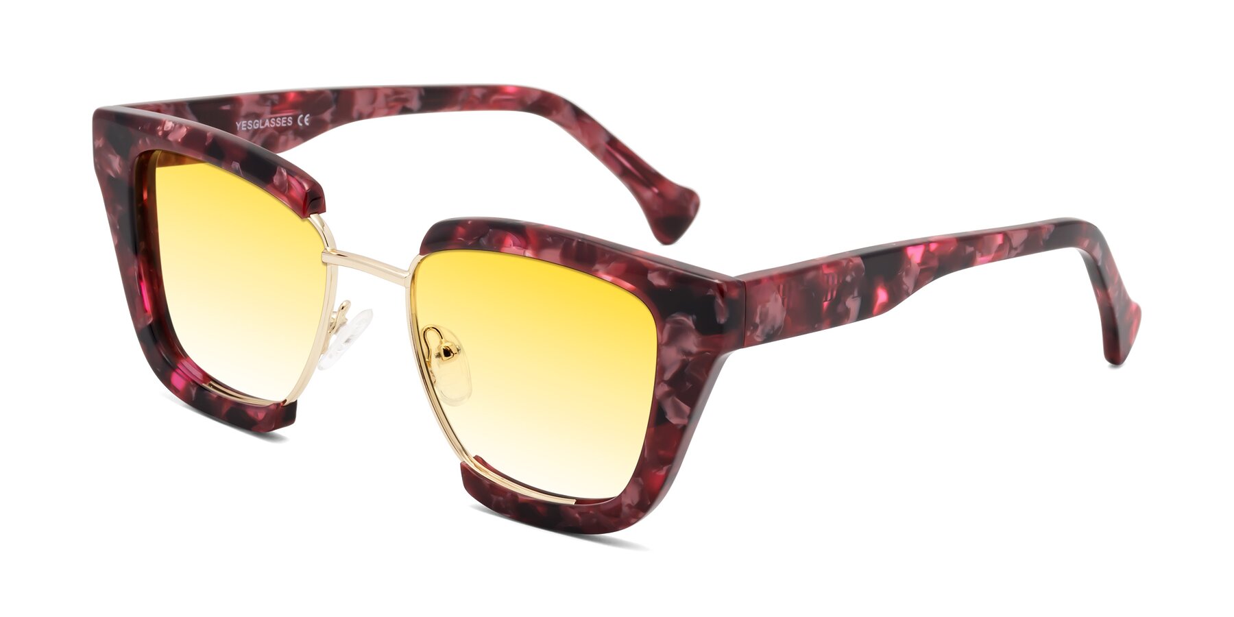 Angle of Yews in Wineberry Tortoise-Gold with Yellow Gradient Lenses