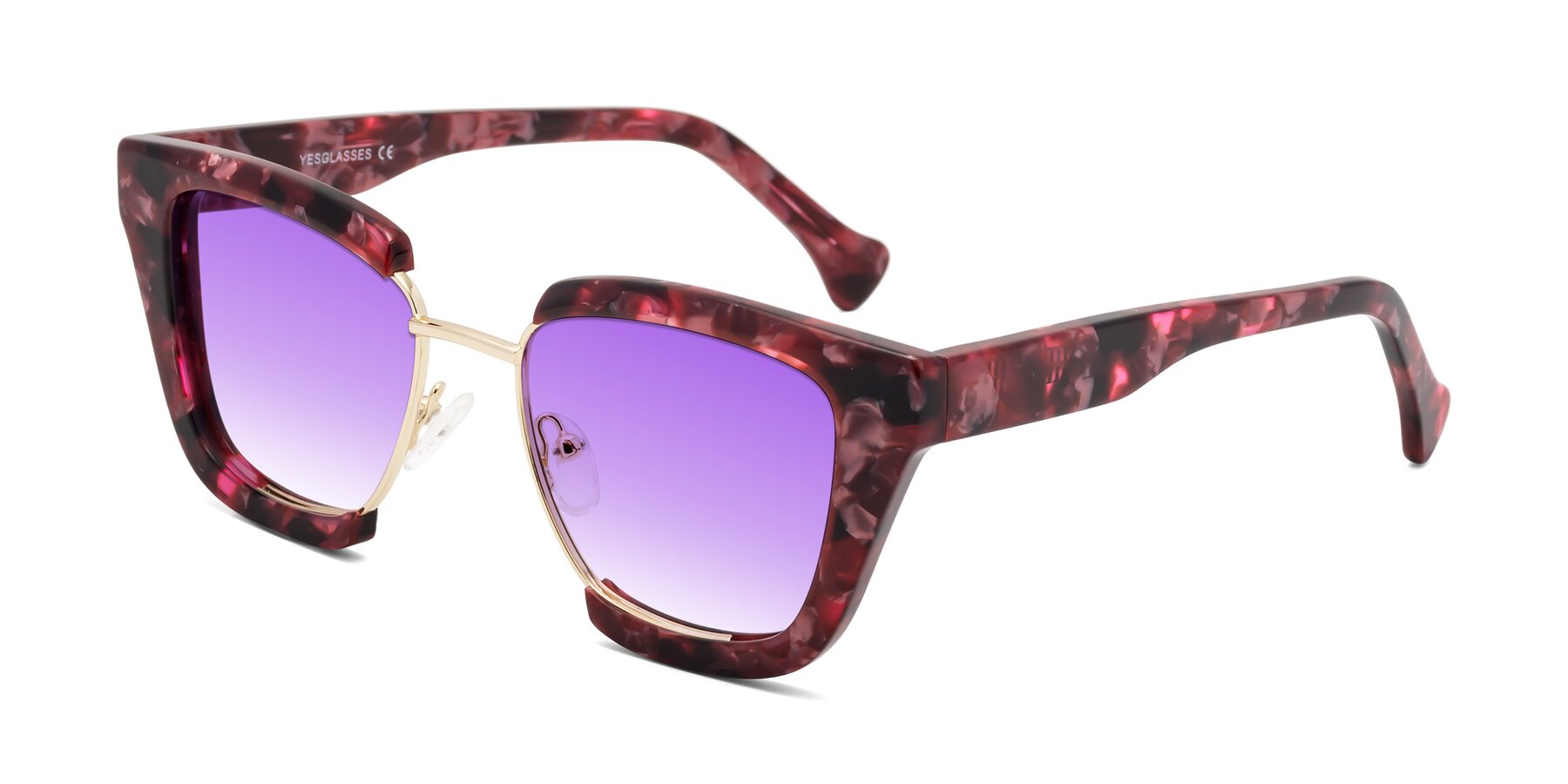 Angle of Yews in Wineberry Tortoise-Gold with Purple Gradient Lenses