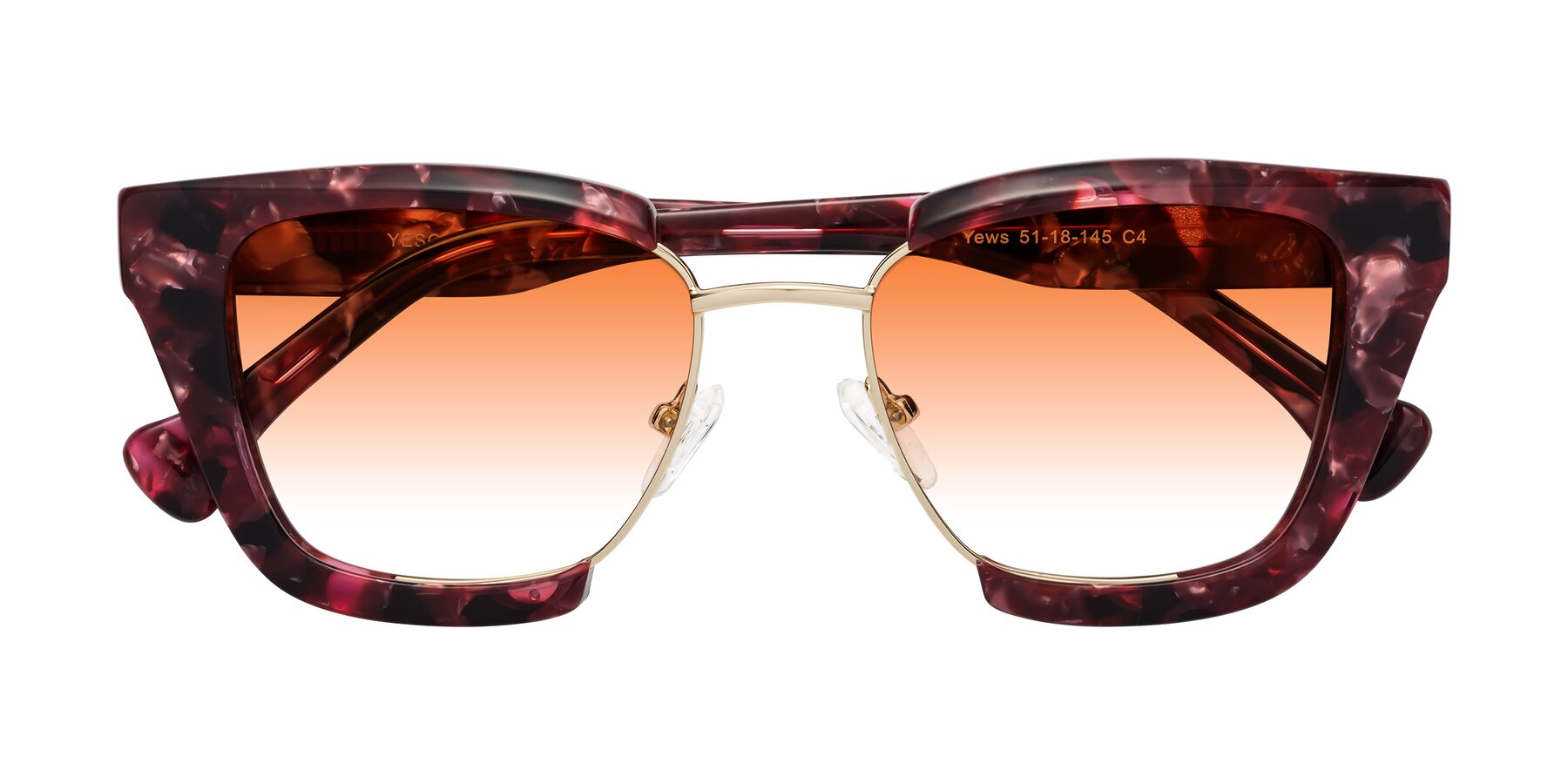 Folded Front of Yews in Wineberry Tortoise-Gold with Orange Gradient Lenses