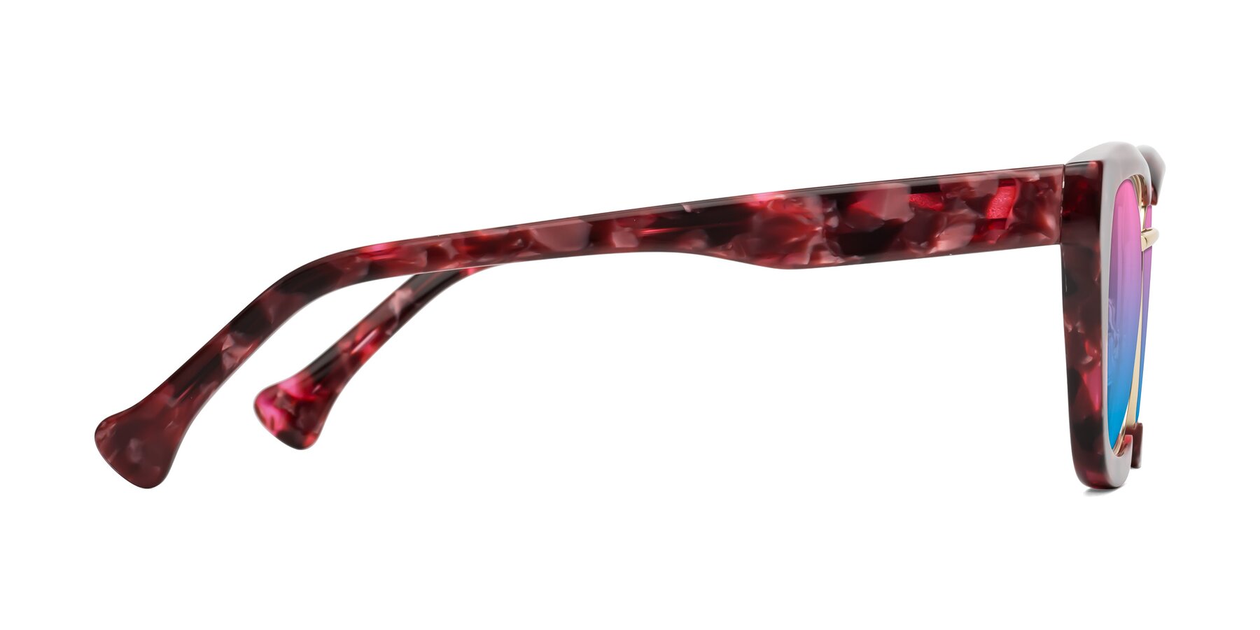 Side of Yews in Wineberry Tortoise-Gold with Pink / Blue Gradient Lenses