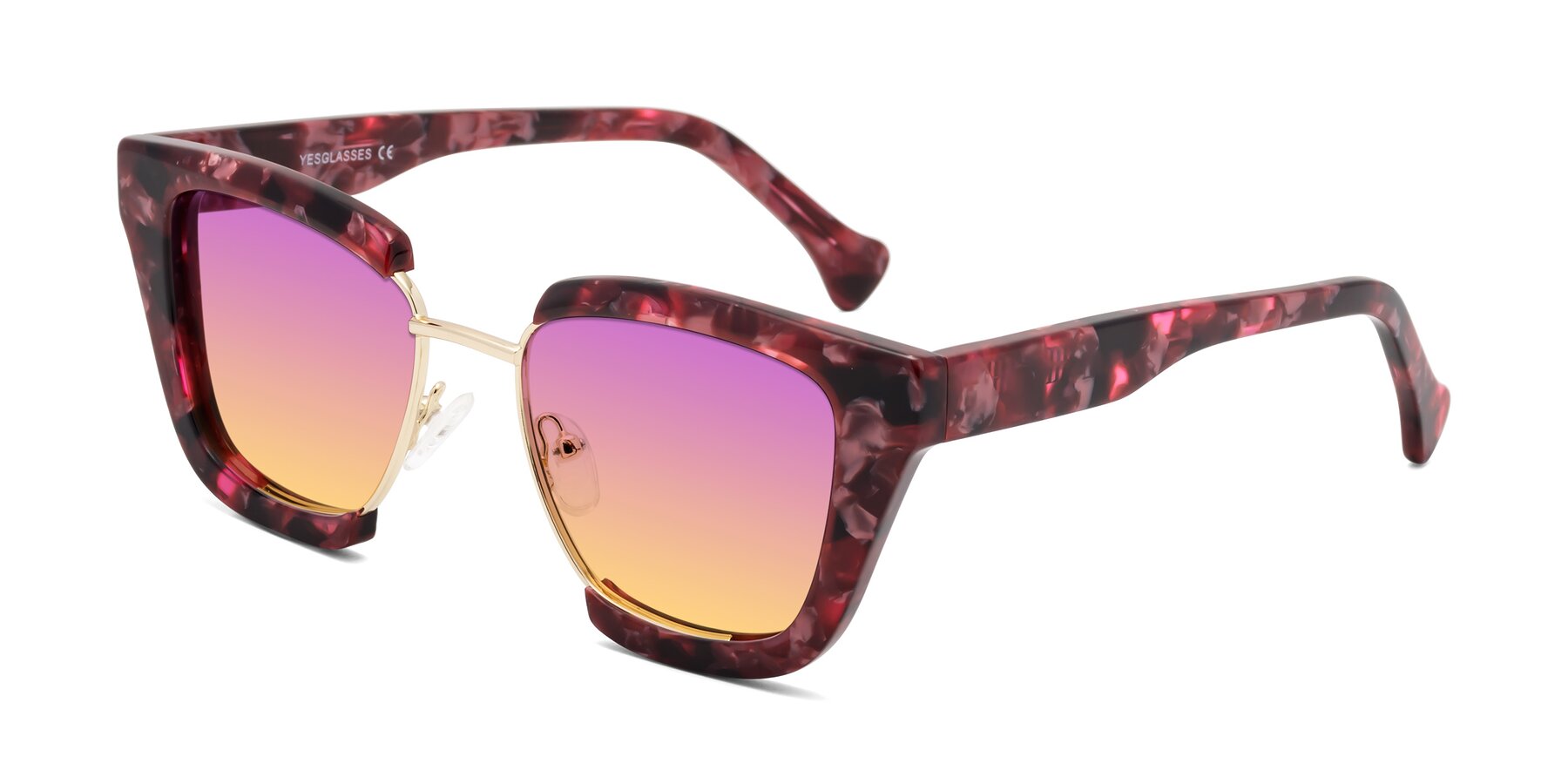 Angle of Yews in Wineberry Tortoise-Gold with Purple / Yellow Gradient Lenses