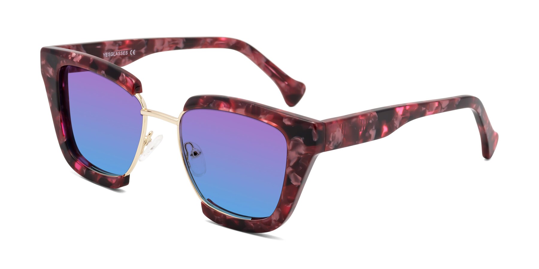 Angle of Yews in Wineberry Tortoise-Gold with Purple / Blue Gradient Lenses