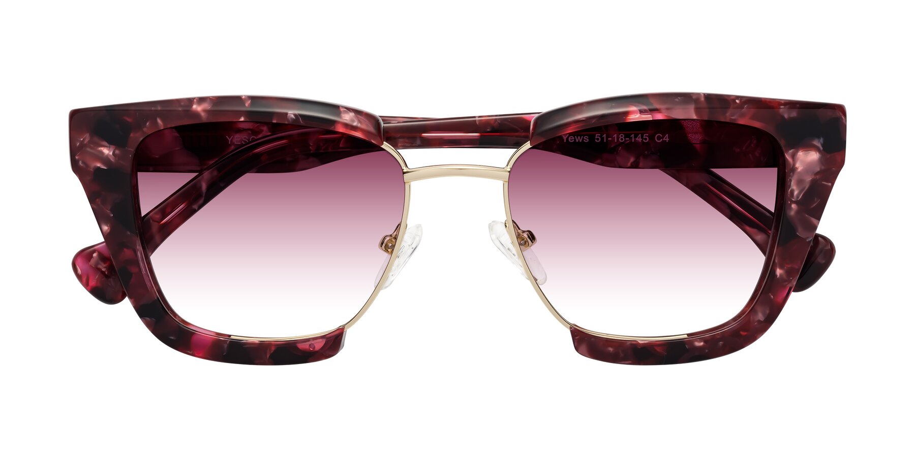 Folded Front of Yews in Wineberry Tortoise-Gold with Wine Gradient Lenses