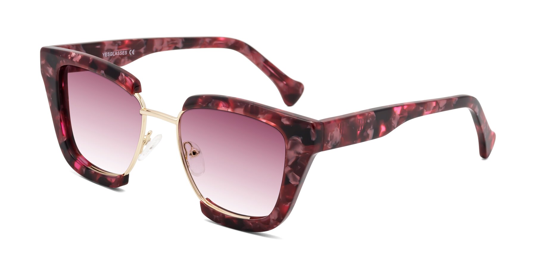 Angle of Yews in Wineberry Tortoise-Gold with Wine Gradient Lenses