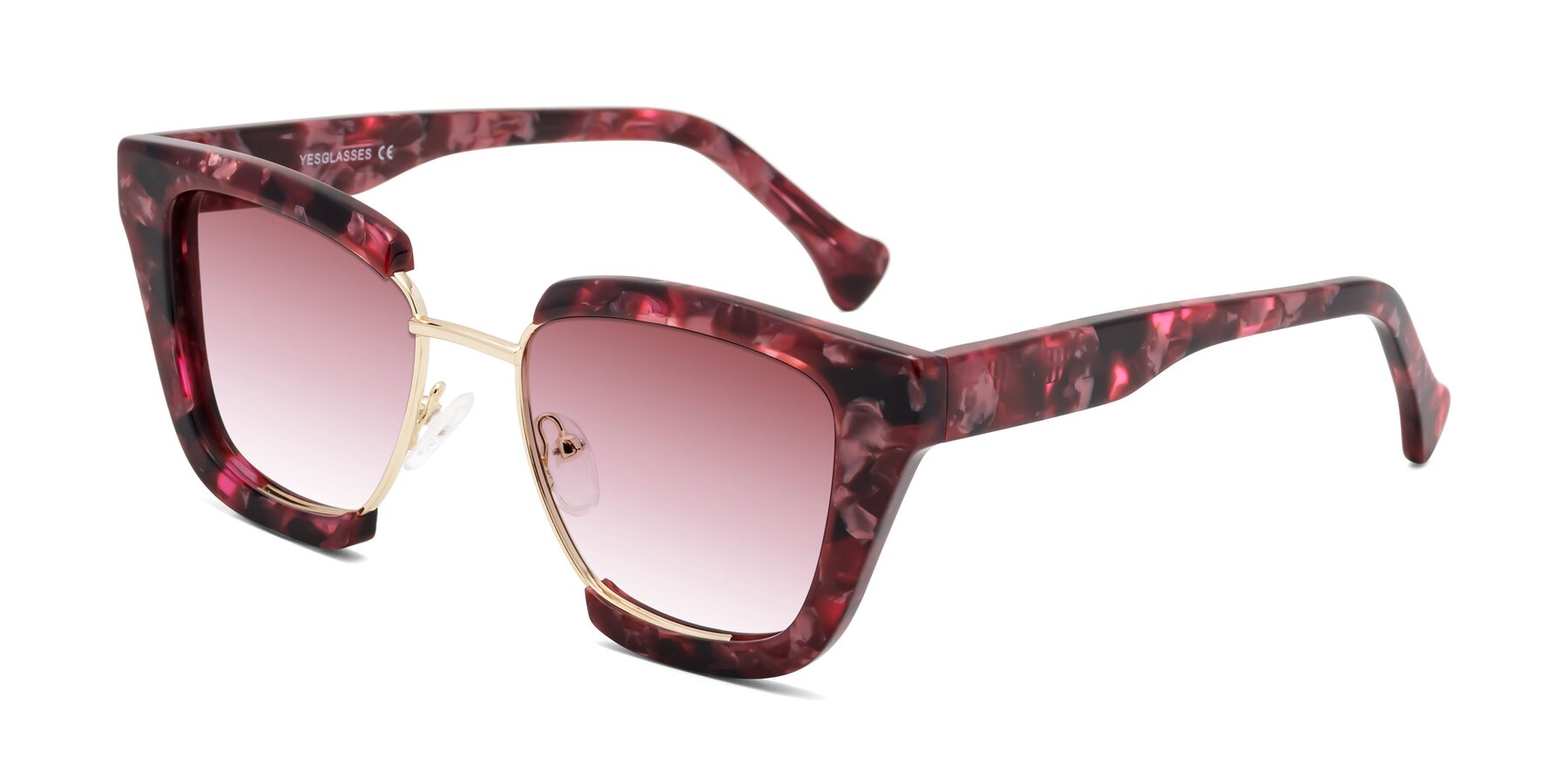 Angle of Yews in Wineberry Tortoise-Gold with Garnet Gradient Lenses