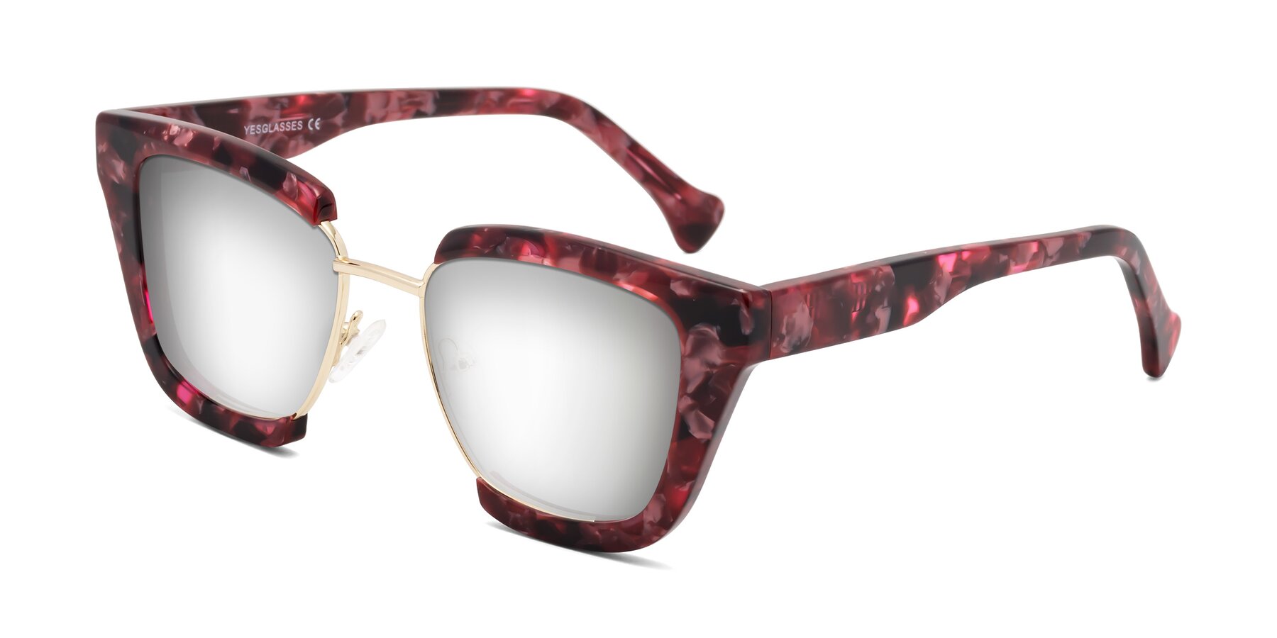 Angle of Yews in Wineberry Tortoise-Gold with Silver Mirrored Lenses