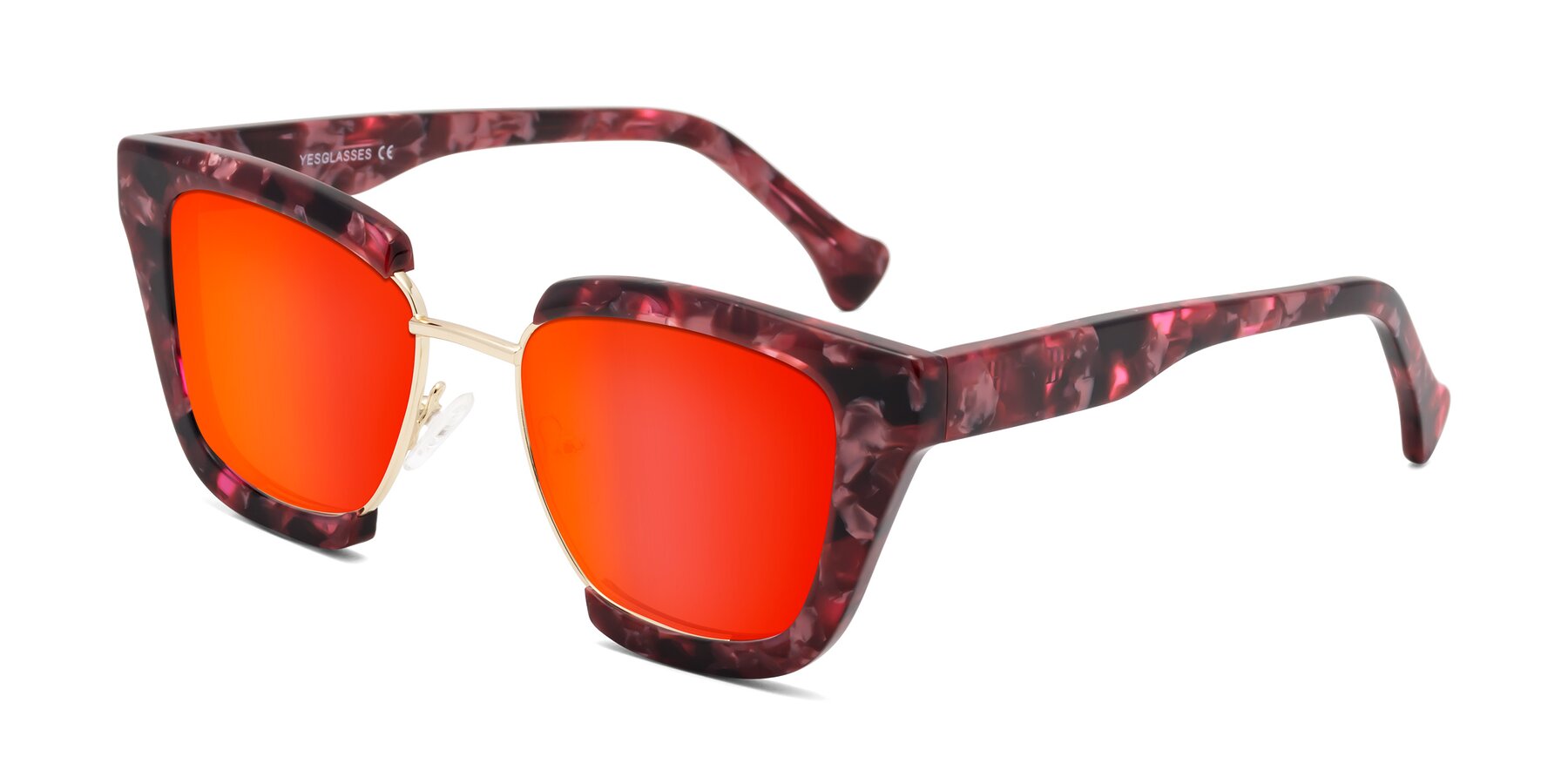 Angle of Yews in Wineberry Tortoise-Gold with Red Gold Mirrored Lenses