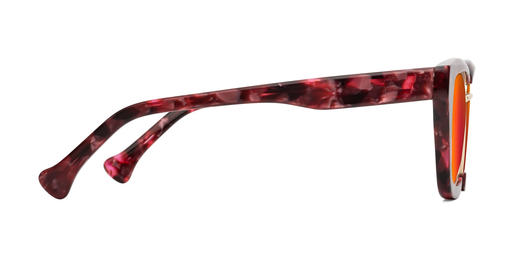 Side of Yews in Wineberry Tortoise-Gold with Red Gold Mirrored Lenses