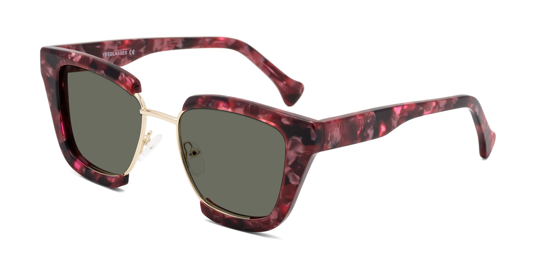 Angle of Yews in Wineberry Tortoise-Gold with Gray Polarized Lenses