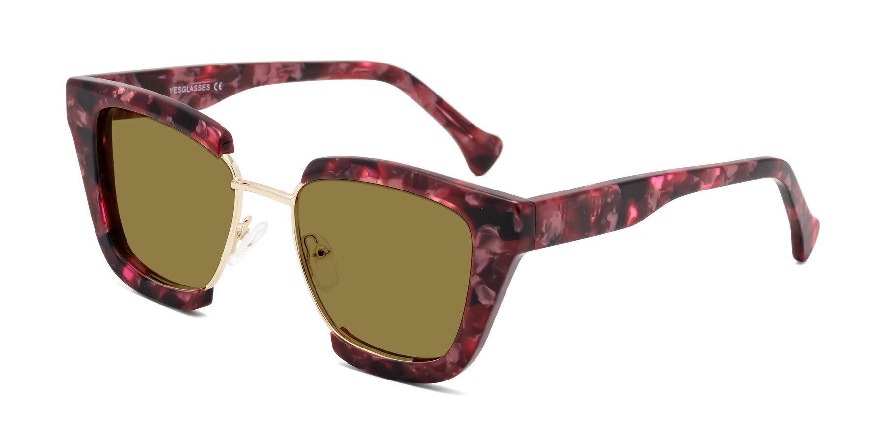 Angle of Yews in Wineberry Tortoise-Gold with Brown Polarized Lenses