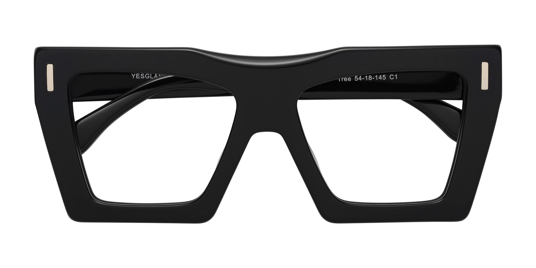 Folded Front of Tree in Black with Clear Reading Eyeglass Lenses