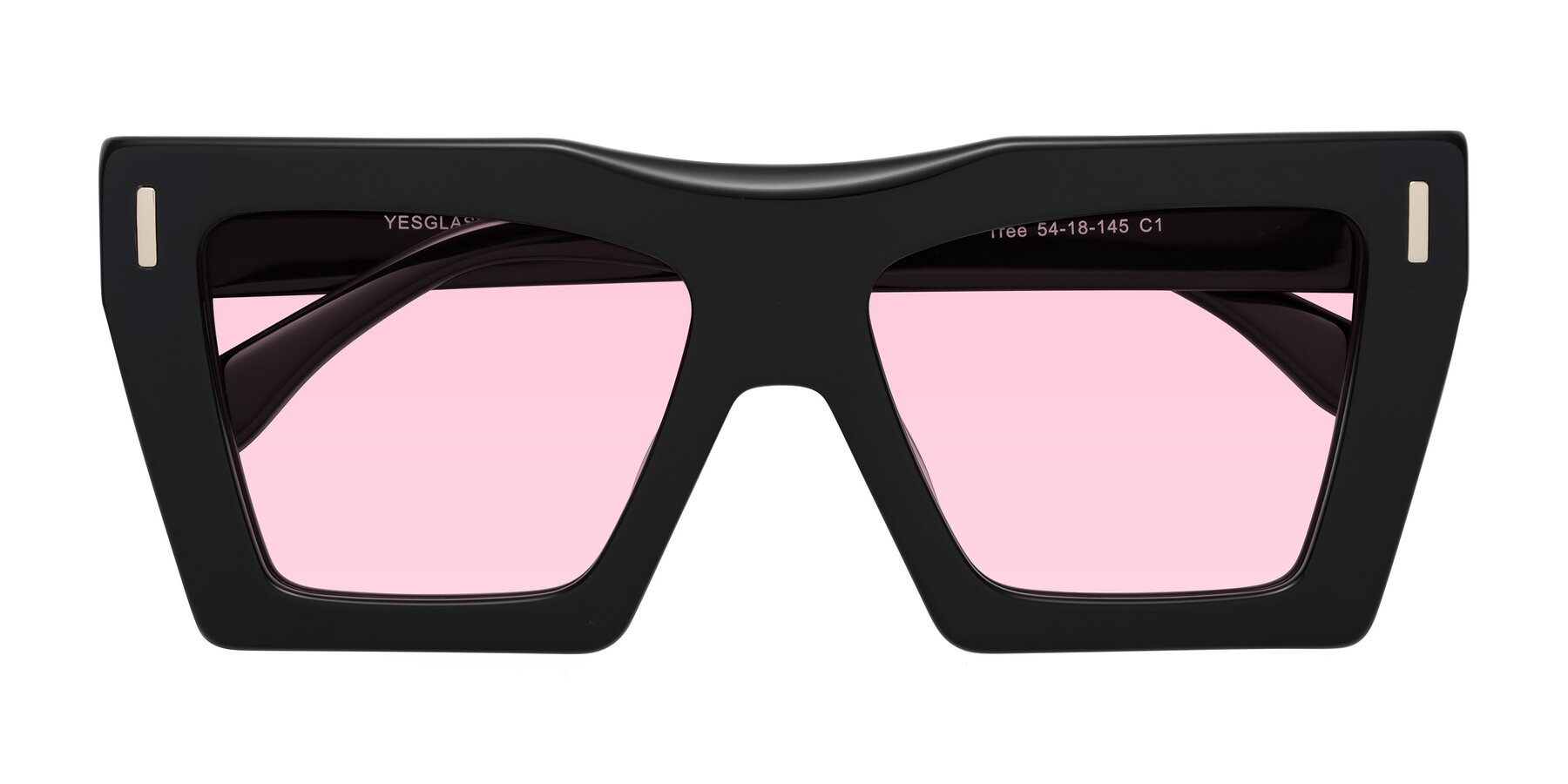 Folded Front of Tree in Black with Light Pink Tinted Lenses