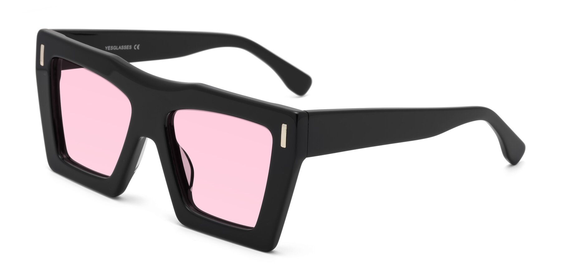 Angle of Tree in Black with Light Pink Tinted Lenses