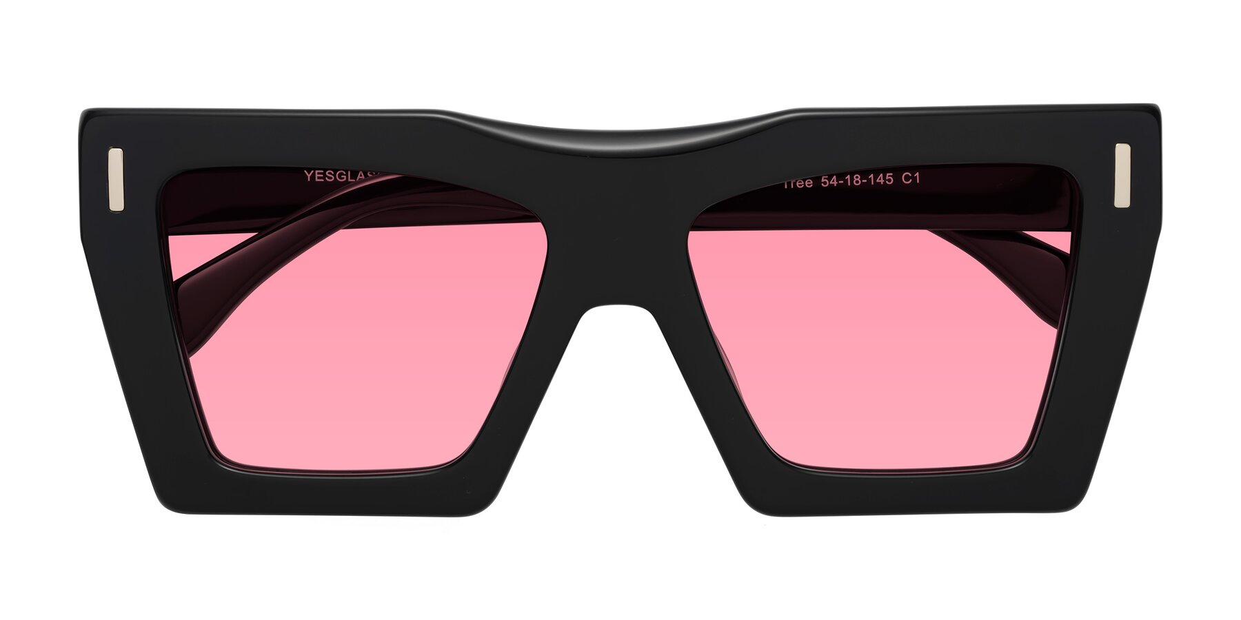 Folded Front of Tree in Black with Pink Tinted Lenses