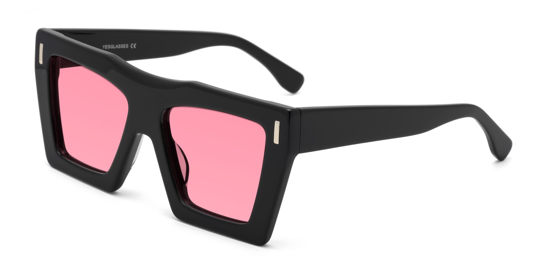 Angle of Tree in Black with Pink Tinted Lenses