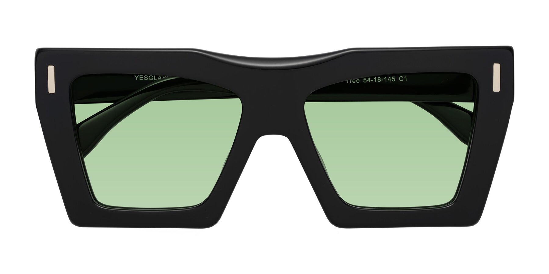 Folded Front of Tree in Black with Medium Green Tinted Lenses