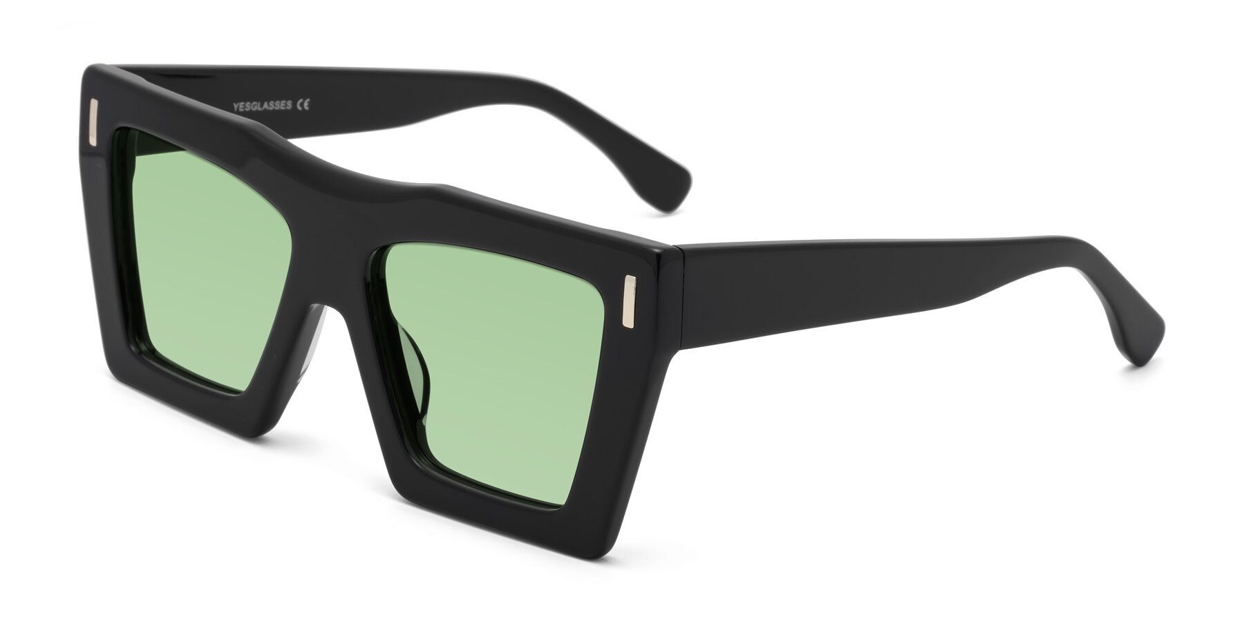 Angle of Tree in Black with Medium Green Tinted Lenses