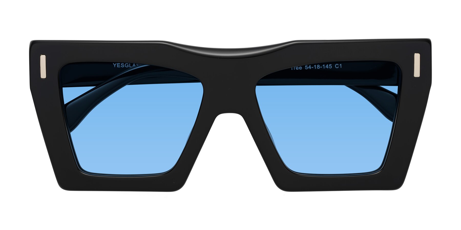 Folded Front of Tree in Black with Medium Blue Tinted Lenses