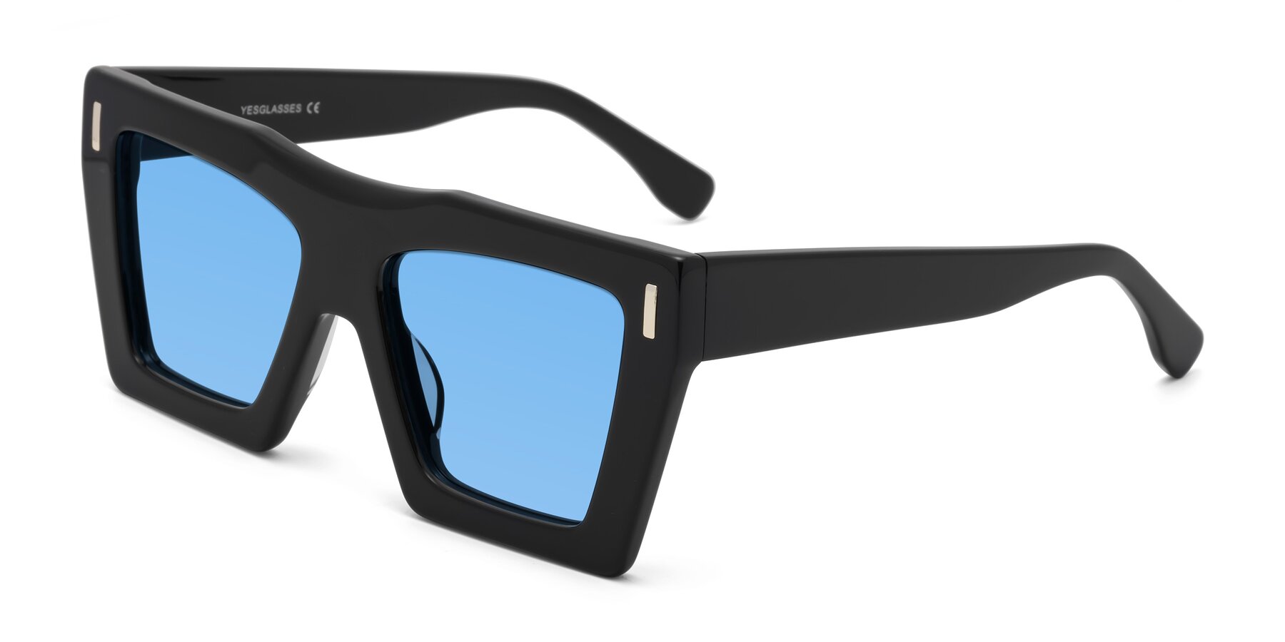 Angle of Tree in Black with Medium Blue Tinted Lenses