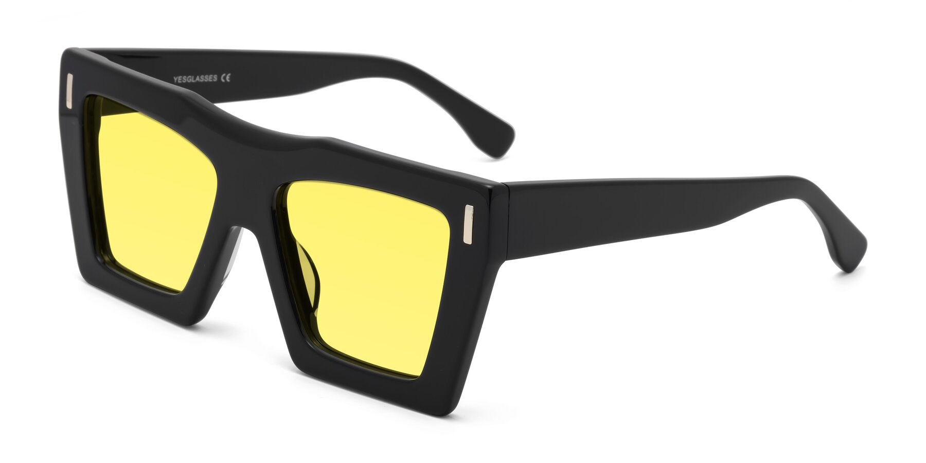 Angle of Tree in Black with Medium Yellow Tinted Lenses