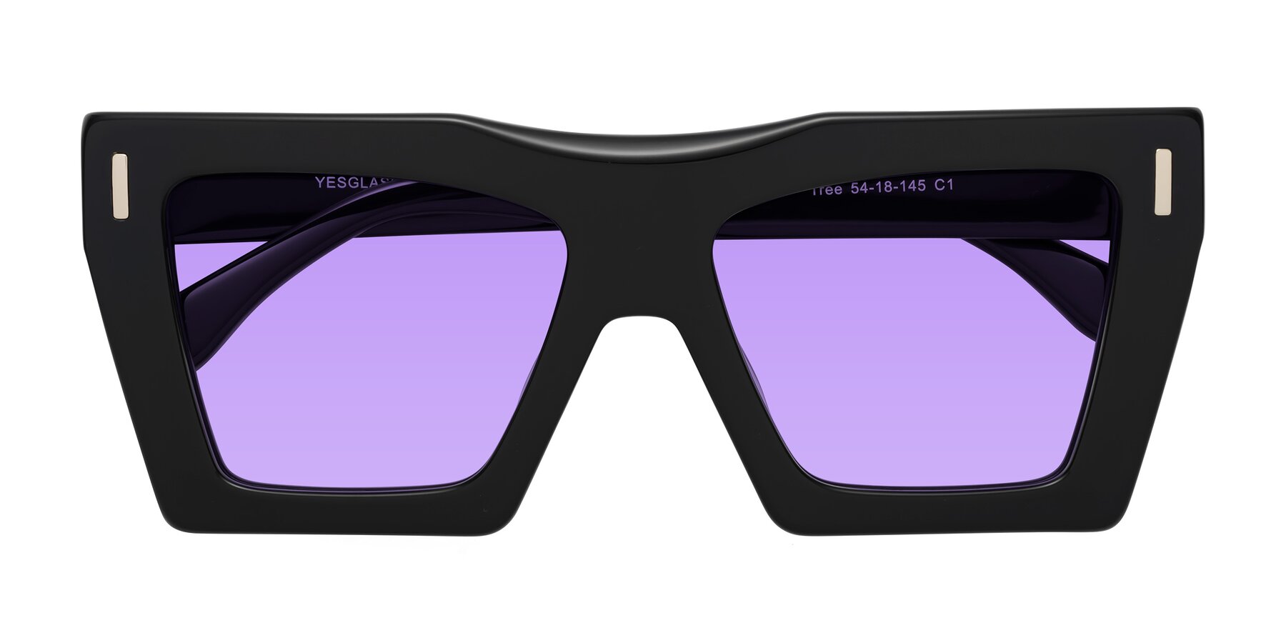 Folded Front of Tree in Black with Medium Purple Tinted Lenses