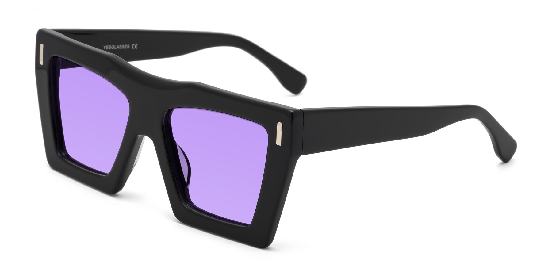 Angle of Tree in Black with Medium Purple Tinted Lenses