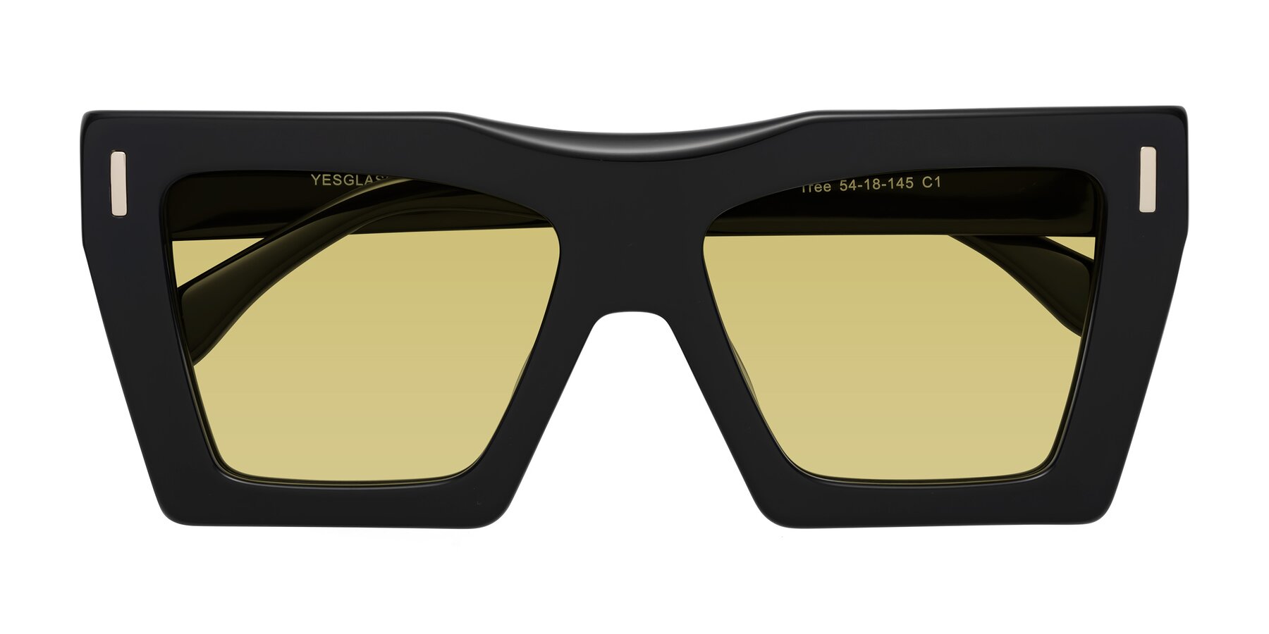 Folded Front of Tree in Black with Medium Champagne Tinted Lenses