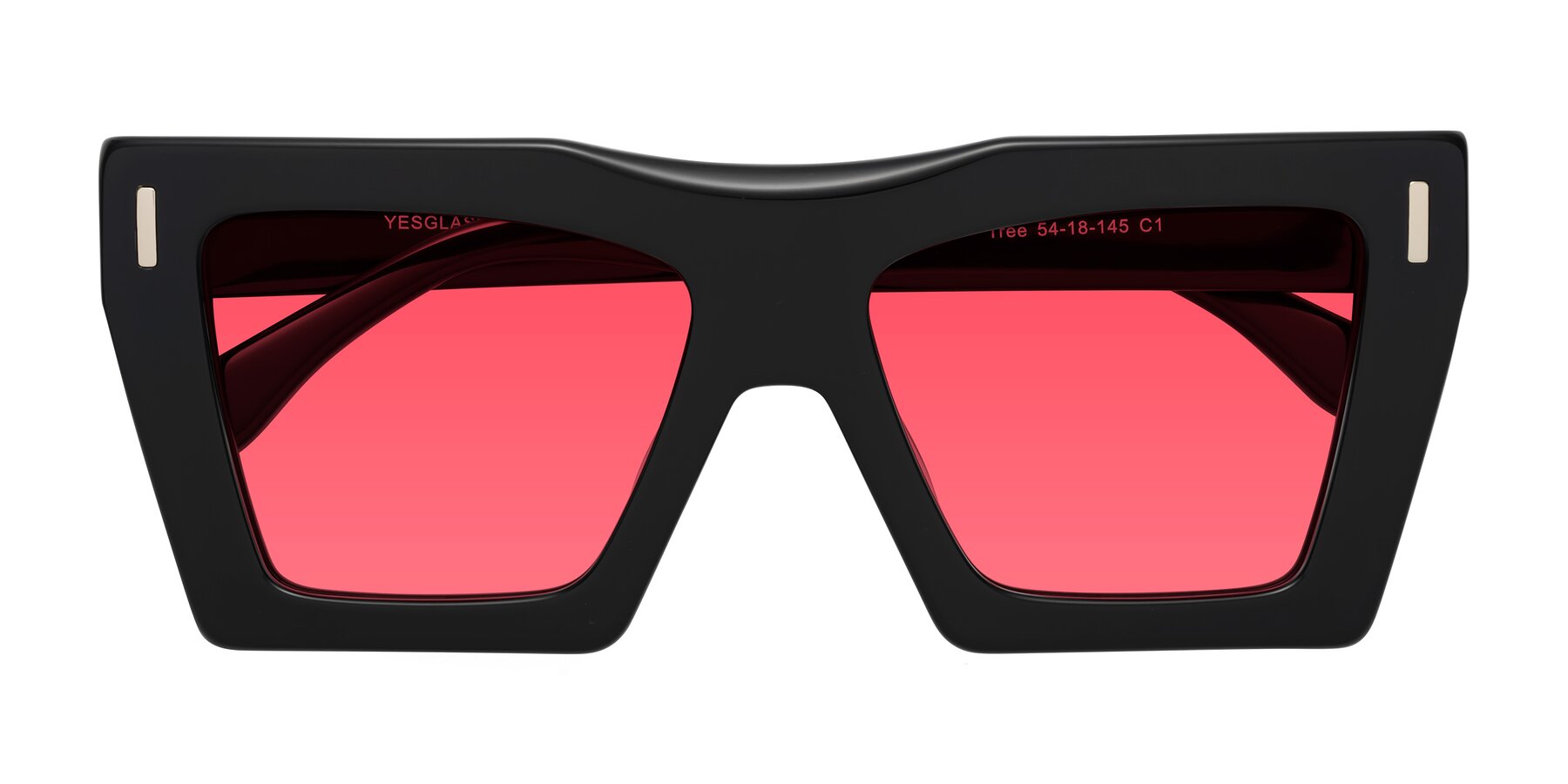 Folded Front of Tree in Black with Red Tinted Lenses