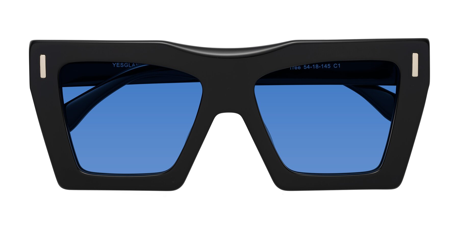 Folded Front of Tree in Black with Blue Tinted Lenses