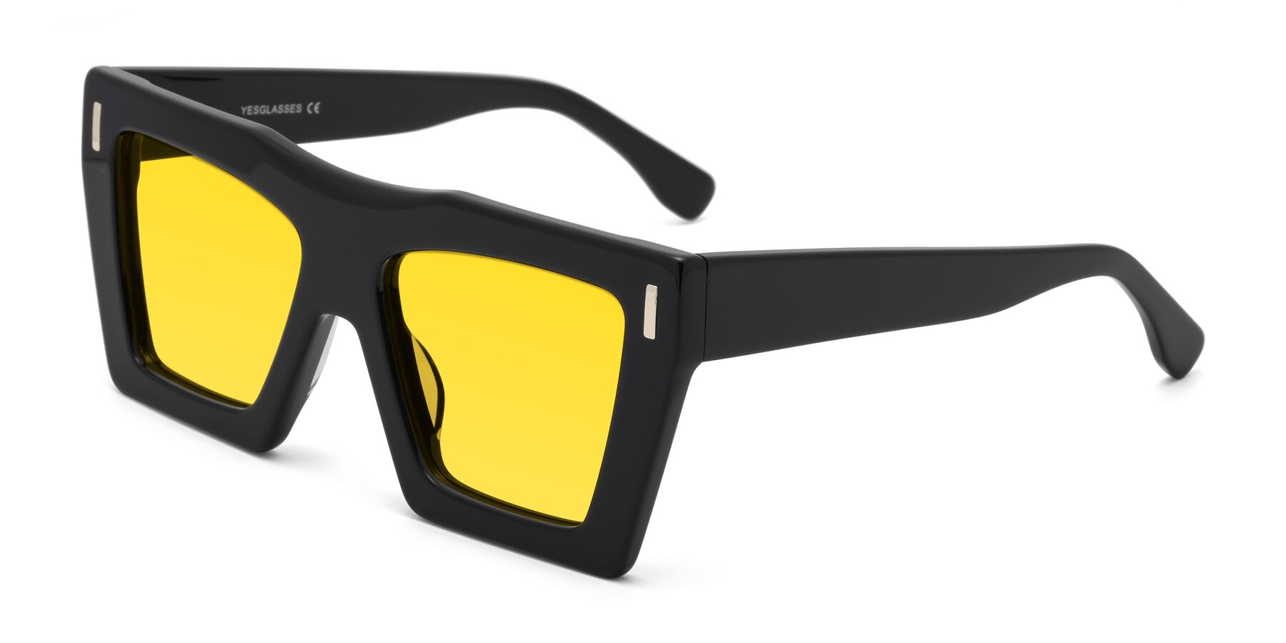 Angle of Tree in Black with Yellow Tinted Lenses